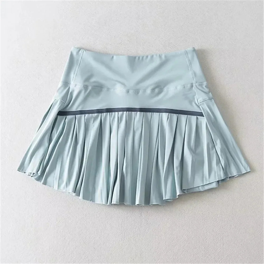 MotionMoxie® Nylon Tennis Skirt - High Waist & Pleated with Pockets