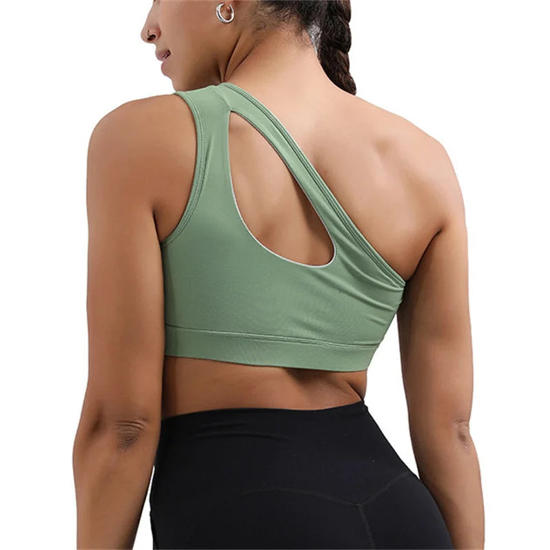 MotionMoxie® Plus Size 2XL Spandex Sports Bra - One Shoulder & High Support