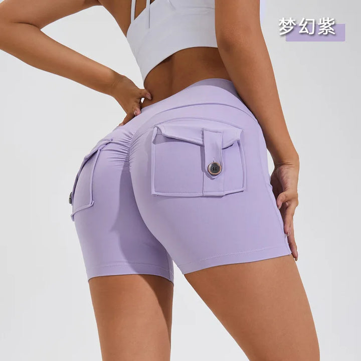 MotionMoxie® Yoga Shorts - High Waist & Scrunched Butt with Pockets