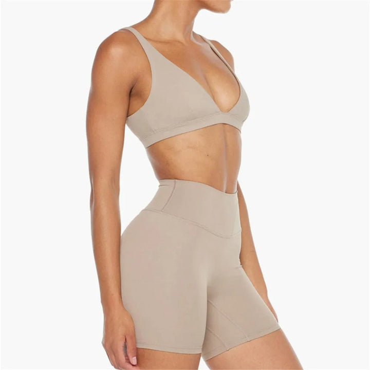 MotionMoxie® 2024 Yoga Set - Deep V Bra & High Waist Shorts